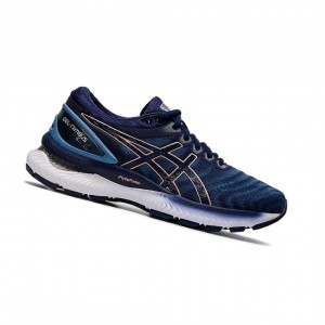 Chaussure Running Asics GEL-NIMBUS 22 Larges Femme Bleu Marine | ETJN02714