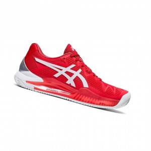 Chaussure Tennis Asics GEL-RESOLUTION 8 Clay Femme Rouge Blanche | SOAX89513