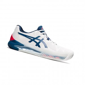 Chaussure Tennis Asics GEL-RESOLUTION 8 Clay Homme Blanche Bleu | OJCD78259