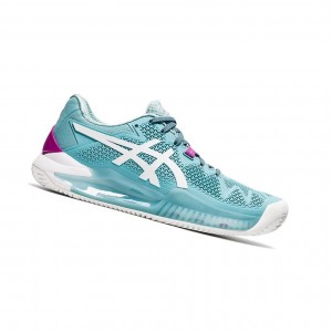 Chaussure Tennis Asics GEL-RESOLUTION 8 Clay Femme Bleu Blanche | YUNH63489