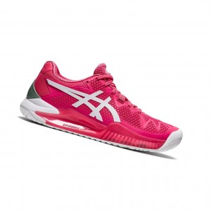 Chaussure Tennis Asics GEL-Resolution 8 Femme Rose Blanche | ZKQC70689