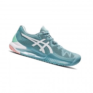 Chaussure Tennis Asics GEL-Resolution 8 Femme Bleu Blanche | WBDL40529