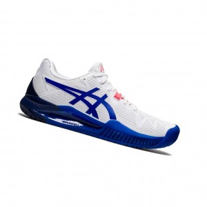 Chaussure Tennis Asics GEL-Resolution 8 Femme Blanche Bleu | OSBH29718