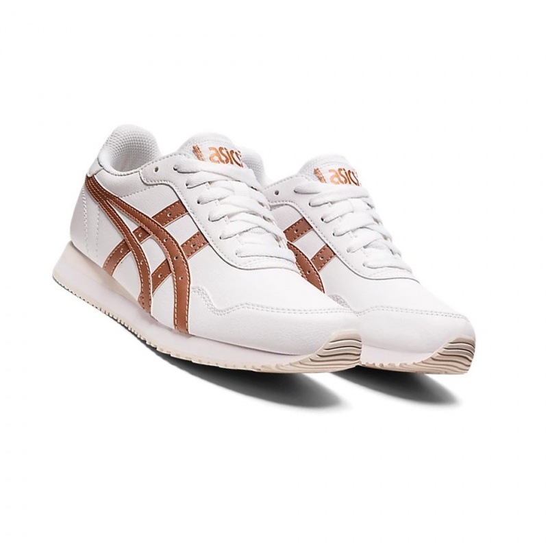 Basket Asics TIGER RUNNER Femme Blanche Rose Doré | BLXO17946