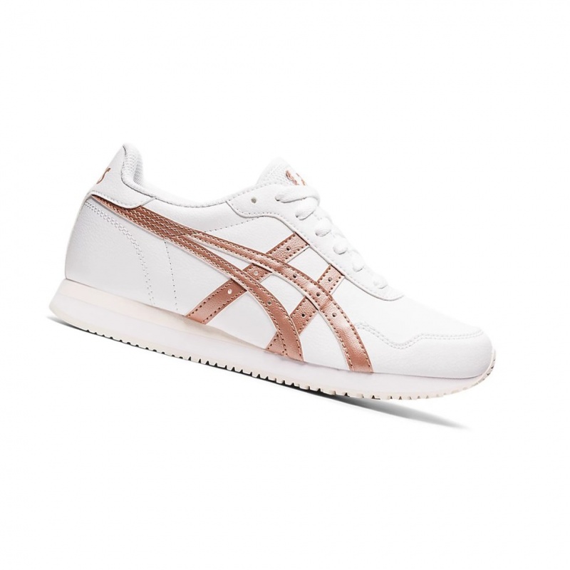 Basket Asics TIGER RUNNER Femme Blanche Rose Doré | BLXO17946