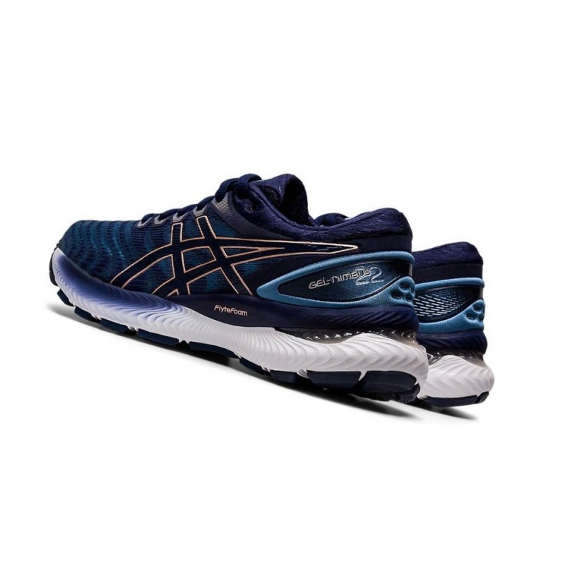 Chaussure Running Asics GEL-NIMBUS 22 Larges Femme Bleu Marine | ETJN02714