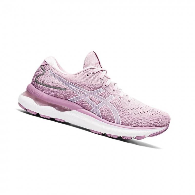 Chaussure Running Asics GEL-NIMBUS 24 Femme Rose Blanche | XUNF69528