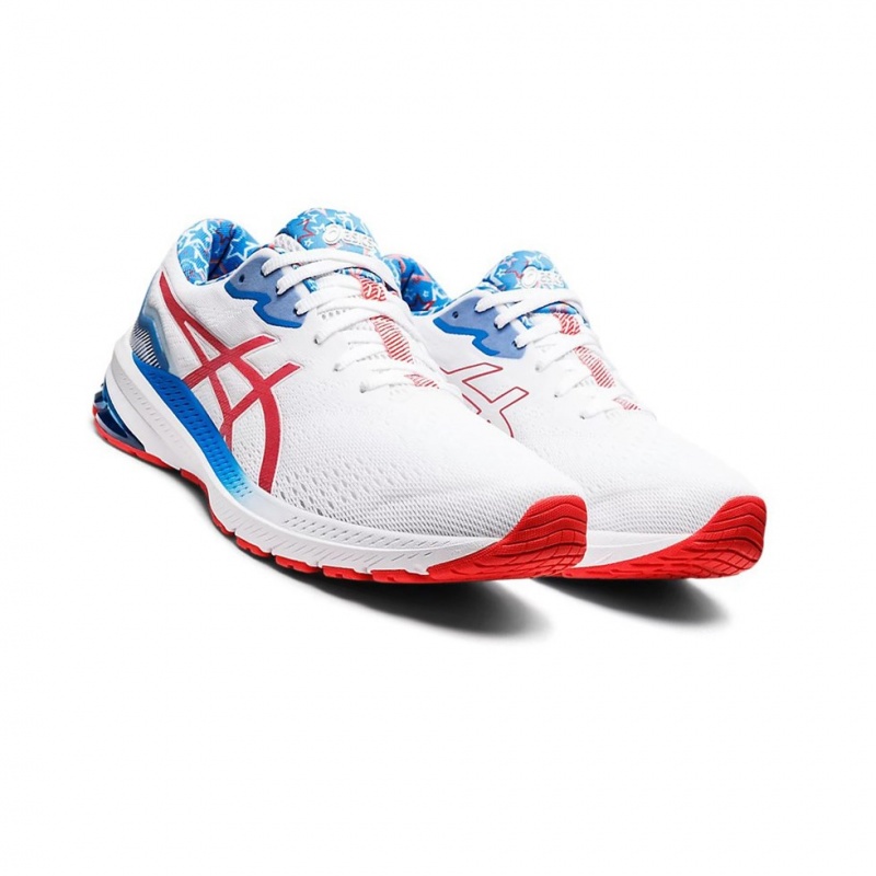 Chaussure Running Asics GT-1000 11 MEN STANDARD RET Homme Blanche Rouge | HDKR65381