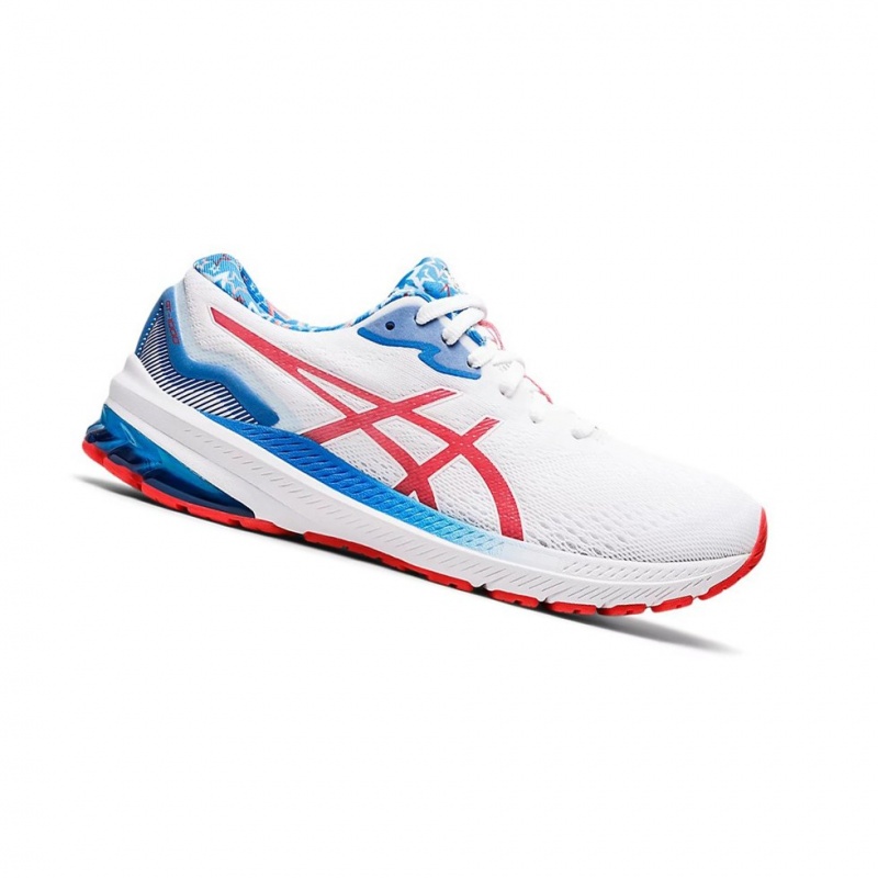 Chaussure Running Asics GT-1000 11 STANDARD RET Femme Blanche Rouge | CWPM39805