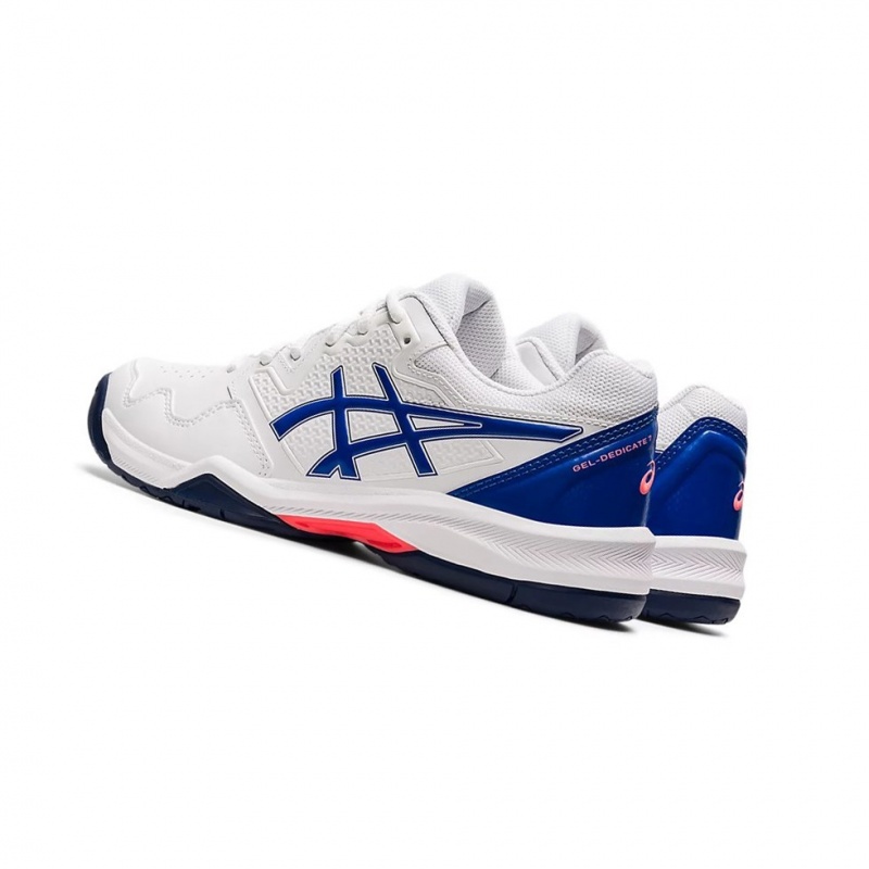 Chaussure Tennis Asics GEL-DEDICATE 7 Femme Blanche Bleu | BEHY23046