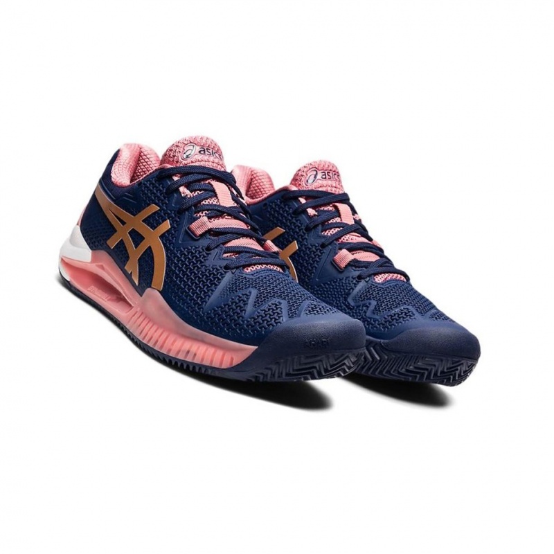 Chaussure Tennis Asics GEL-RESOLUTION 8 Clay Femme Bleu Marine | IYHF08163