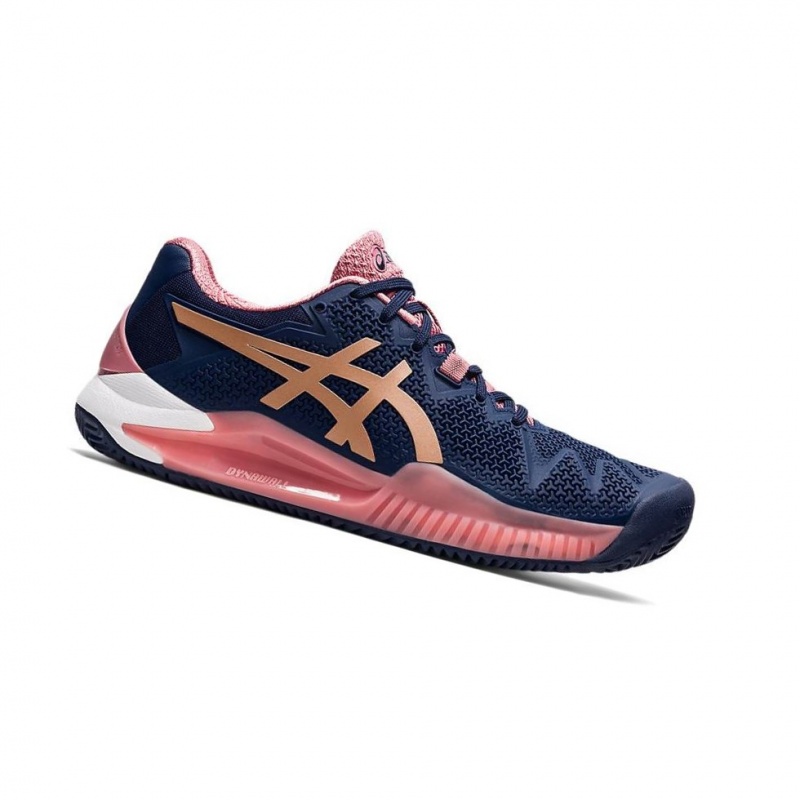 Chaussure Tennis Asics GEL-RESOLUTION 8 Clay Femme Bleu Marine | IYHF08163