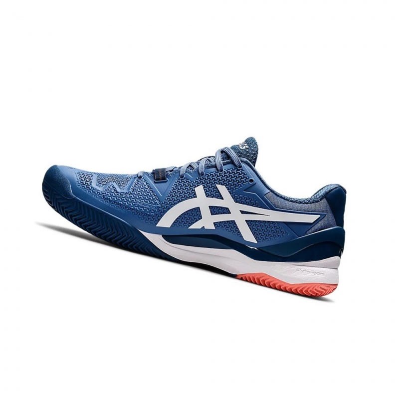 Chaussure Tennis Asics GEL-RESOLUTION 8 Clay Homme Bleu Blanche | UTIY65073