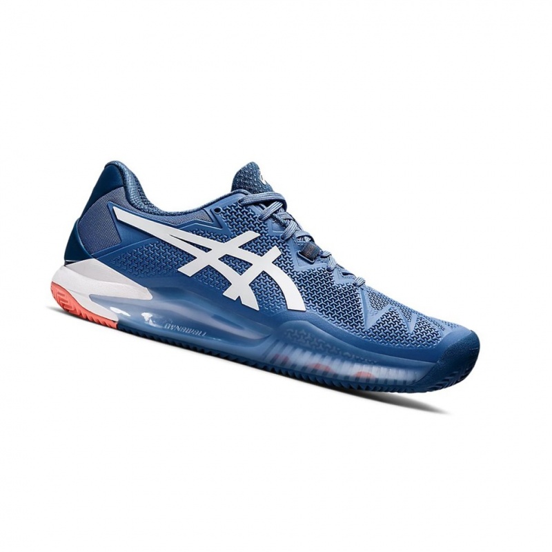 Chaussure Tennis Asics GEL-RESOLUTION 8 Clay Homme Bleu Blanche | UTIY65073