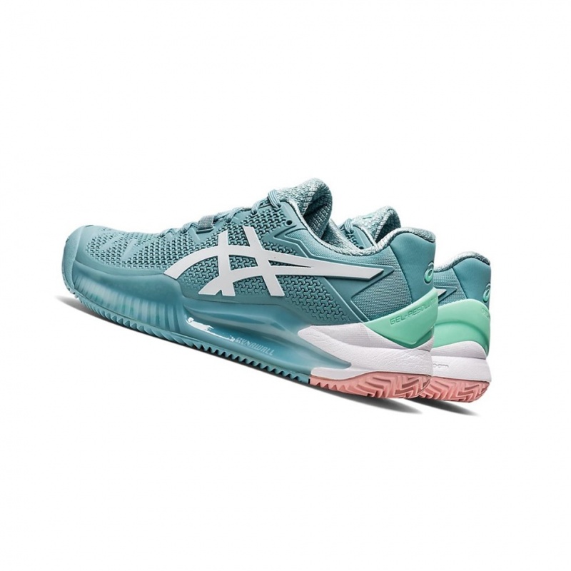 Chaussure Tennis Asics GEL-RESOLUTION 8 Clay Femme Bleu Blanche | GRMO68491