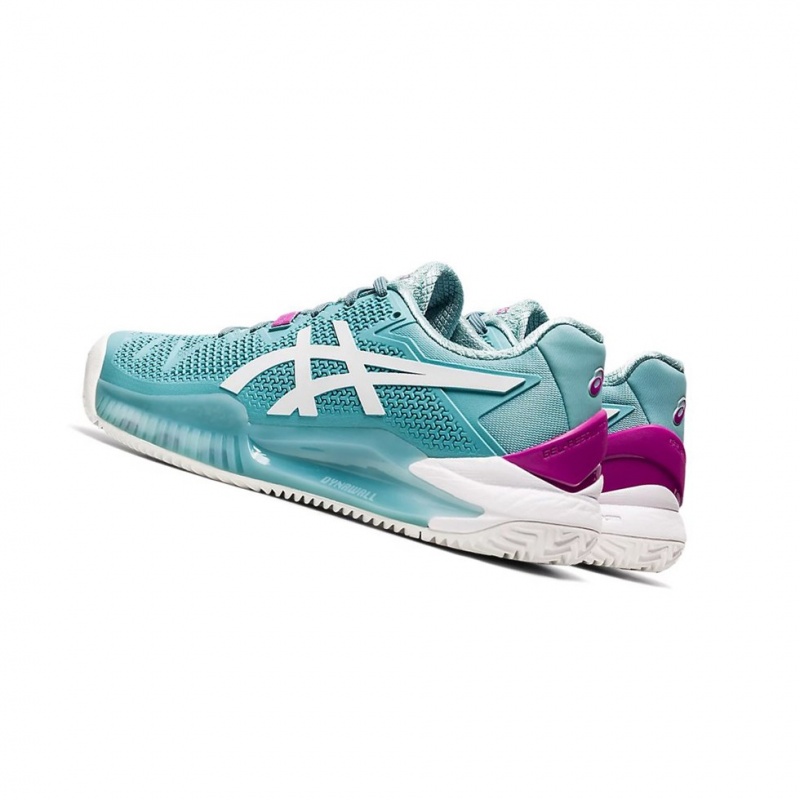 Chaussure Tennis Asics GEL-RESOLUTION 8 Clay Femme Bleu Blanche | YUNH63489