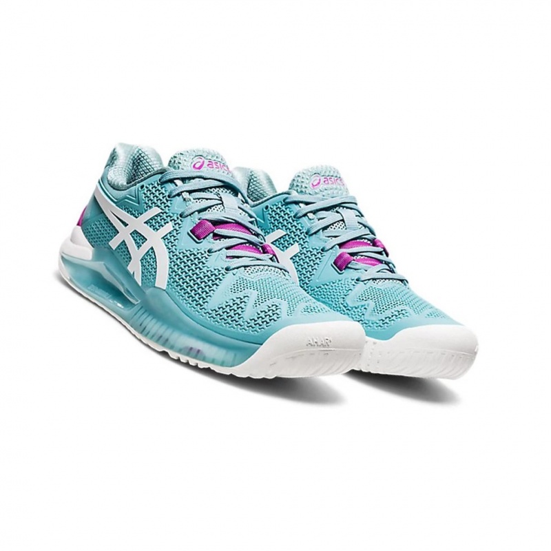 Chaussure Tennis Asics GEL-RESOLUTION 8 (D) Femme Bleu Blanche | TRJP92176