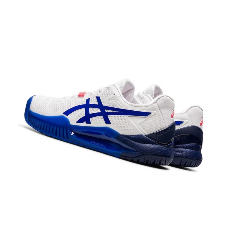 Chaussure Tennis Asics GEL-RESOLUTION 8 (D) Femme Blanche Bleu | HLMW37052