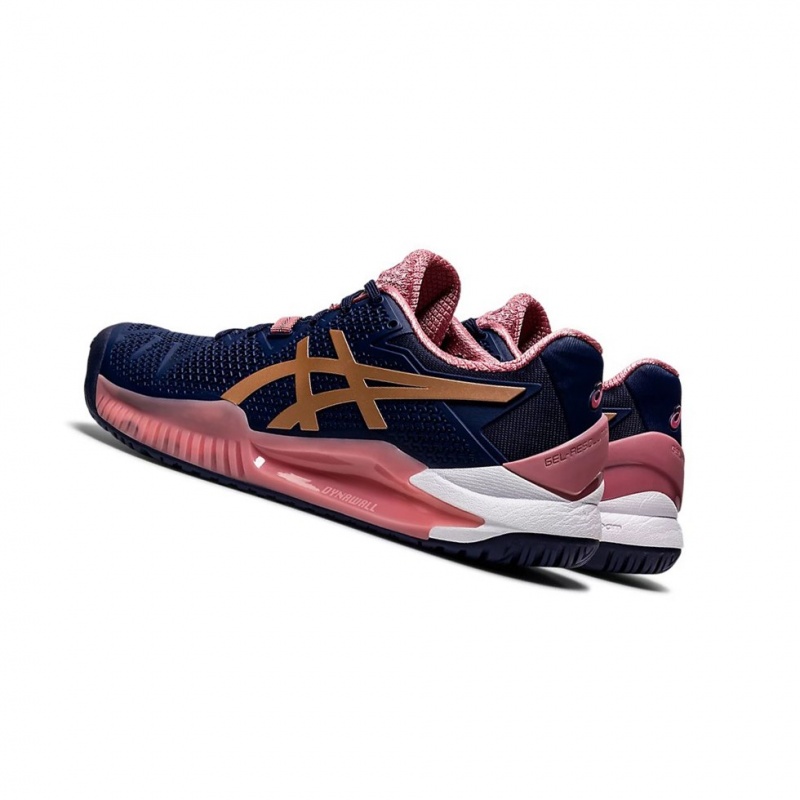 Chaussure Tennis Asics GEL-Resolution 8 Femme Rose Doré | ZIUV40658