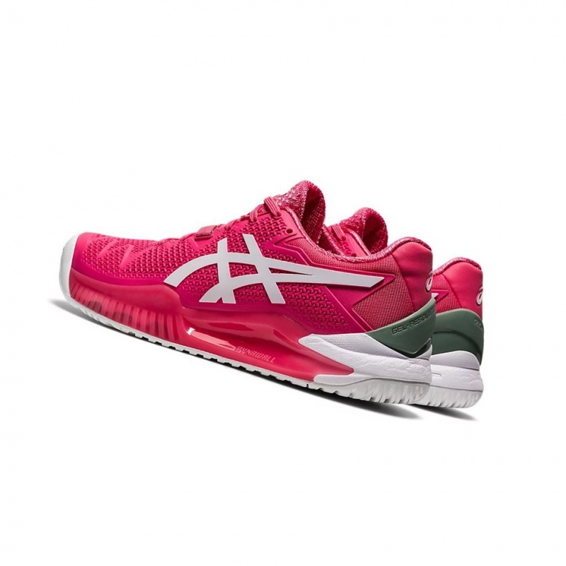 Chaussure Tennis Asics GEL-Resolution 8 Femme Rose Blanche | ZKQC70689