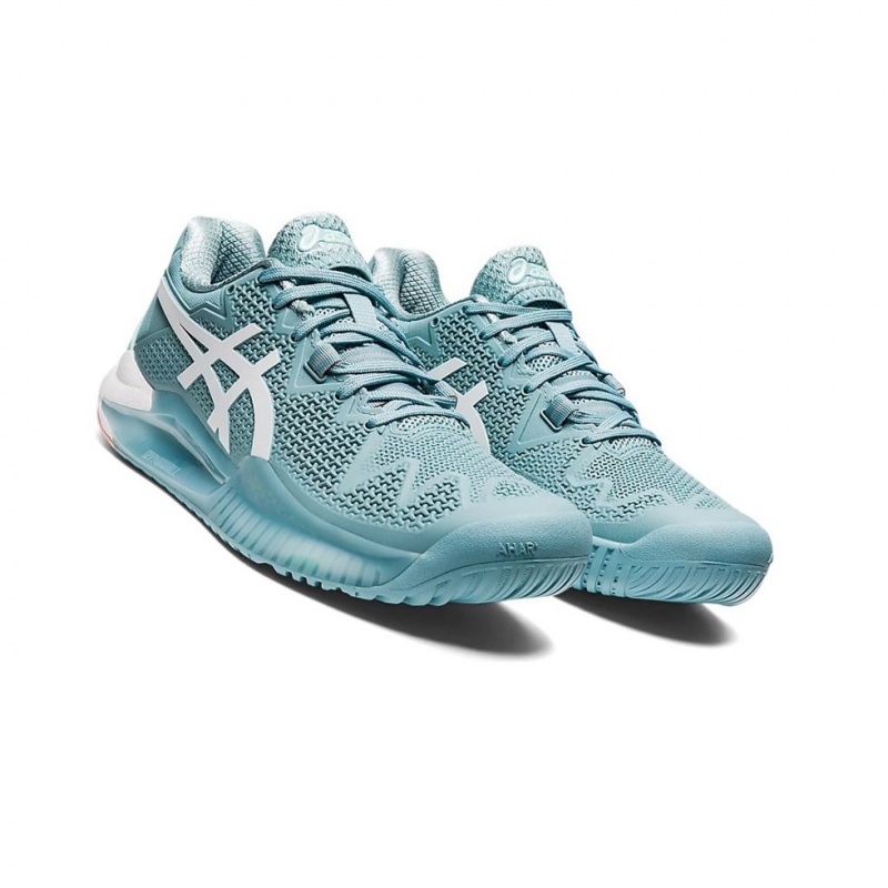 Chaussure Tennis Asics GEL-Resolution 8 Femme Bleu Blanche | WBDL40529