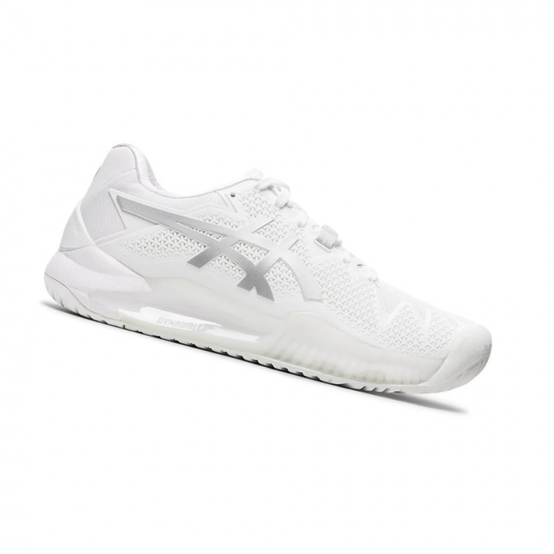 Chaussure Tennis Asics GEL-Resolution 8 Femme Blanche Argent | ZHJU26931