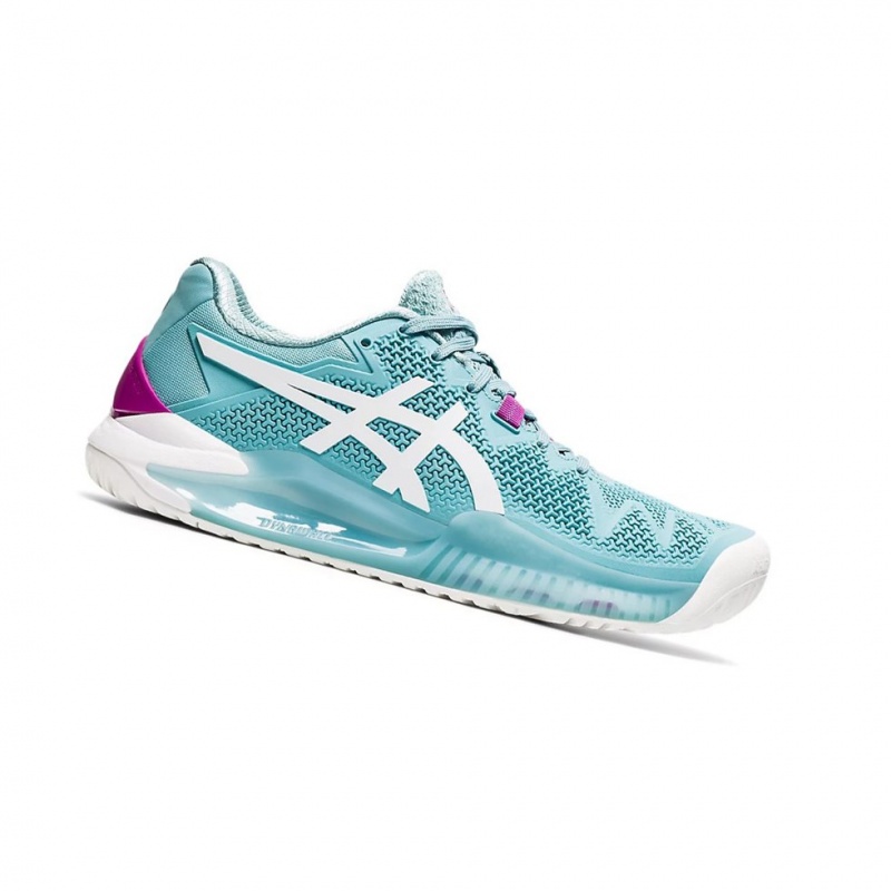 Chaussure Tennis Asics GEL-Resolution 8 Femme Bleu Blanche | SLYF62083