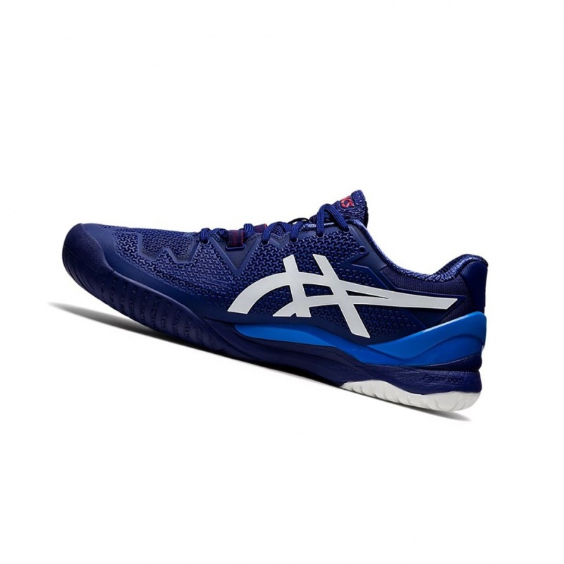 Chaussure Tennis Asics GEL-Resolution 8 Homme Bleu Blanche | TXMO32061