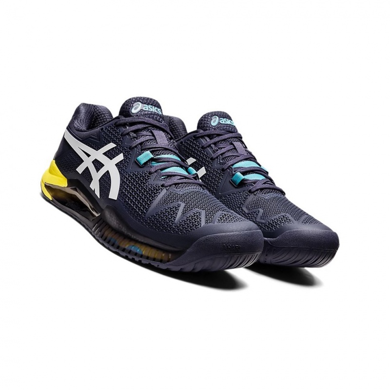 Chaussure Tennis Asics GEL-Resolution 8 Homme Indigo Blanche | HEOR72809